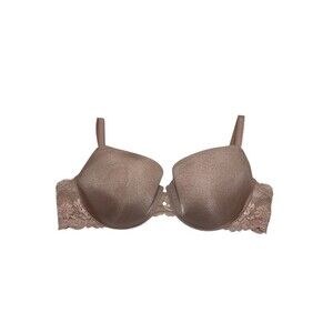 Victoria’s Secret tan lined Demi Lace Trim Underwire Bra 34DD
